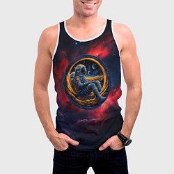 Майка-безрукавка мужская Космонавт сидит в луне, цвет: 3D-белый — фото 2