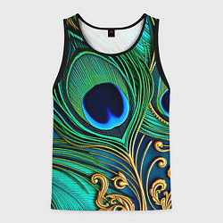 Мужская майка без рукавов Зеленые перья павлина