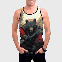 Майка-безрукавка мужская Медведь самурай, цвет: 3D-черный — фото 2