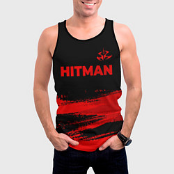 Майка-безрукавка мужская Hitman - red gradient посередине, цвет: 3D-черный — фото 2