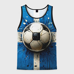 Мужская майка без рукавов Футбольный мяч на синем