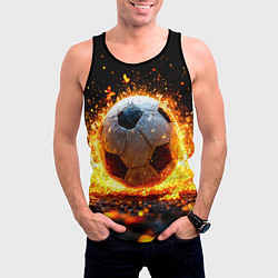 Майка-безрукавка мужская Футбольный мяч в огне, цвет: 3D-черный — фото 2
