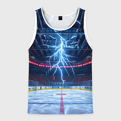Мужская майка без рукавов Удар молнии в хоккейную площадку