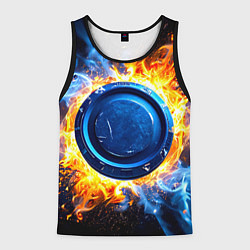 Мужская майка без рукавов Шайба в синем пламени