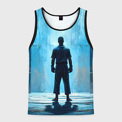 Мужская майка без рукавов Боец крав-мага на синем