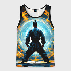 Майка-безрукавка мужская Кунг-фу боец, цвет: 3D-черный