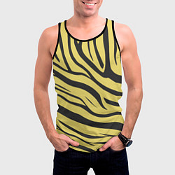 Майка-безрукавка мужская Светлый тигровый паттерн, цвет: 3D-черный — фото 2