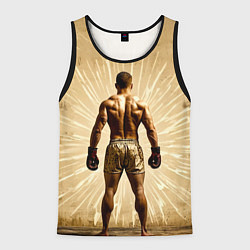 Майка-безрукавка мужская Боксер на бежевом, цвет: 3D-черный