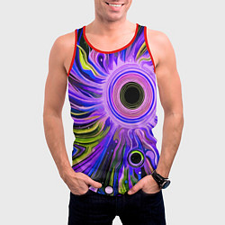 Майка-безрукавка мужская Абстрактный неоновый космос - чёрная дыра, цвет: 3D-красный — фото 2