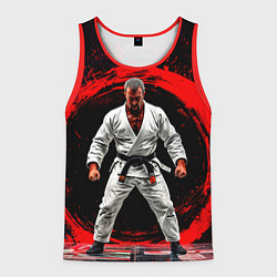 Мужская майка без рукавов Боец джиу-джитсу на черном