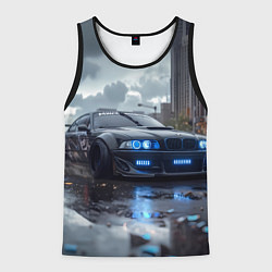 Мужская майка без рукавов BMW синие фары дождливая погода