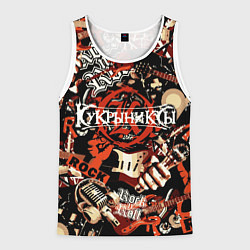 Майка-безрукавка мужская Кукрыниксы на фоне электрогитар, цвет: 3D-белый
