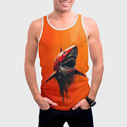 Майка-безрукавка мужская Кибернетическая акула, цвет: 3D-белый — фото 2