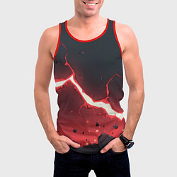 Майка-безрукавка мужская Красная молния на черной текстуре, цвет: 3D-красный — фото 2