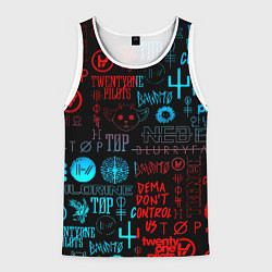 Майка-безрукавка мужская Twenty one pilots rock pattern, цвет: 3D-белый