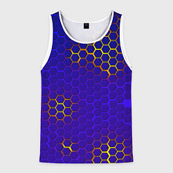 Майка-безрукавка мужская Неоновые соты броня, цвет: 3D-белый