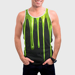 Майка-безрукавка мужская Слизь зеленая текстура, цвет: 3D-белый — фото 2