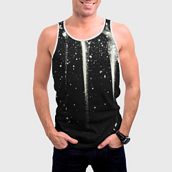 Майка-безрукавка мужская Белые брызги на черном, цвет: 3D-белый — фото 2