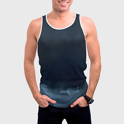 Майка-безрукавка мужская Черные градиенты, цвет: 3D-белый — фото 2