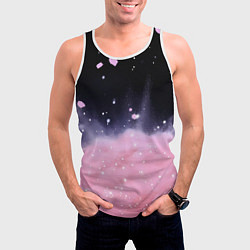 Майка-безрукавка мужская Розовая текстура с лепестками, цвет: 3D-белый — фото 2