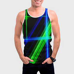 Майка-безрукавка мужская Color blue black green, цвет: 3D-белый — фото 2