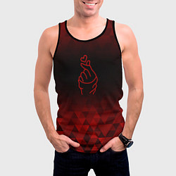 Майка-безрукавка мужская K Pop red poly, цвет: 3D-черный — фото 2