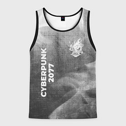 Мужская майка без рукавов Cyberpunk 2077 - grey gradient вертикально