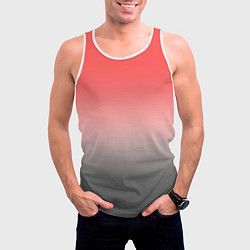 Майка-безрукавка мужская Бледный красно-серый градиент, цвет: 3D-белый — фото 2