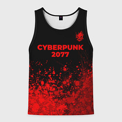 Мужская майка без рукавов Cyberpunk 2077 - red gradient посередине