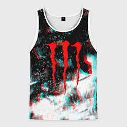 Майка-безрукавка мужская Monster energy огонь глитч, цвет: 3D-белый