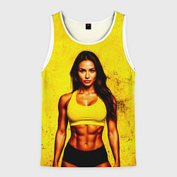 Мужская майка без рукавов Фитоняшка на желтом