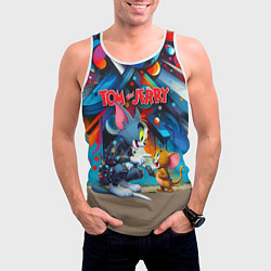 Майка-безрукавка мужская Tom and Jerry - cyberpunk graffiti fantasy, цвет: 3D-белый — фото 2