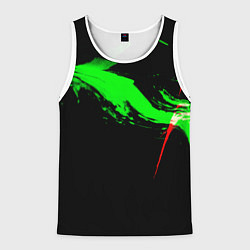 Майка-безрукавка мужская Color black green red, цвет: 3D-белый