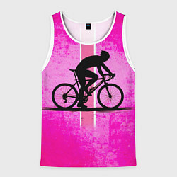 Майка-безрукавка мужская Триатлонист на розовом, цвет: 3D-белый