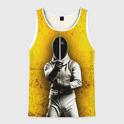 Мужская майка без рукавов Фехтовальщик с рапирой на желтом