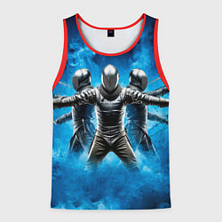 Майка-безрукавка мужская Фехтование на тяжёлом клинковом оружии в синем дым, цвет: 3D-красный