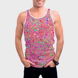Майка-безрукавка мужская Розовый с разноцветными брызгами, цвет: 3D-белый — фото 2