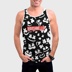 Майка-безрукавка мужская Marshmello black pattern, цвет: 3D-белый — фото 2