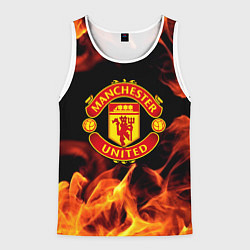 Майка-безрукавка мужская Манчестер юнайтед огонь, цвет: 3D-белый