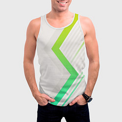 Майка-безрукавка мужская Color white line green, цвет: 3D-белый — фото 2