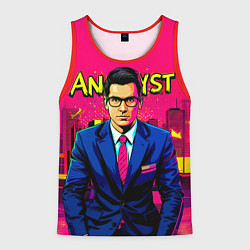 Мужская майка без рукавов Аналитик в стиле комиксов