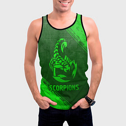 Майка-безрукавка мужская Scorpions - green gradient, цвет: 3D-черный — фото 2
