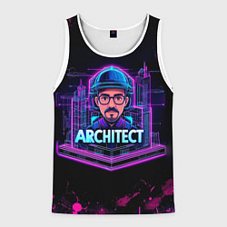 Майка-безрукавка мужская Архитектор в неоне, цвет: 3D-белый
