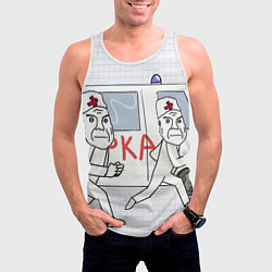 Майка-безрукавка мужская Дурка мем скорая, цвет: 3D-белый — фото 2