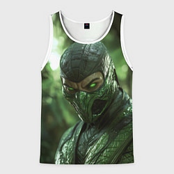 Майка-безрукавка мужская Рептилия в зеленой маске, цвет: 3D-белый