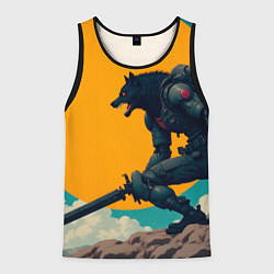 Мужская майка без рукавов Киберчеловек-волк