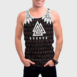 Майка-безрукавка мужская Асгард на фоне рун и валькнут, цвет: 3D-белый — фото 2