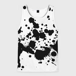 Майка-безрукавка мужская Брызги черной краски, цвет: 3D-белый