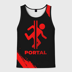 Майка-безрукавка мужская Portal - red gradient, цвет: 3D-черный