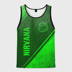 Майка-безрукавка мужская Nirvana - green gradient вертикально, цвет: 3D-черный